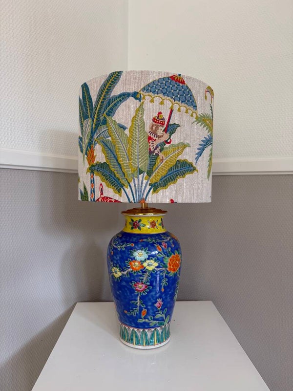 Vintage Japanse lampvoet blauw/multicolour
