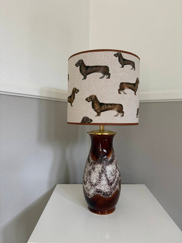 Fat lava lampvoet in bruin en ecru tinten, West Germany, jaren '60