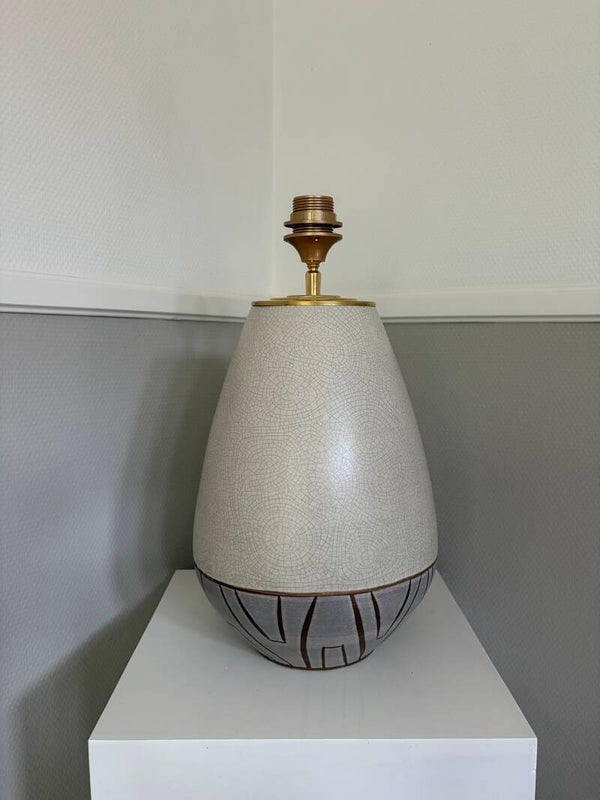 XL Lampvoet  in grijs en taupekleurig keramiek, West Germany jaren '60