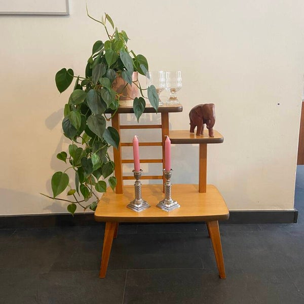 Plantenetagère van blond hout