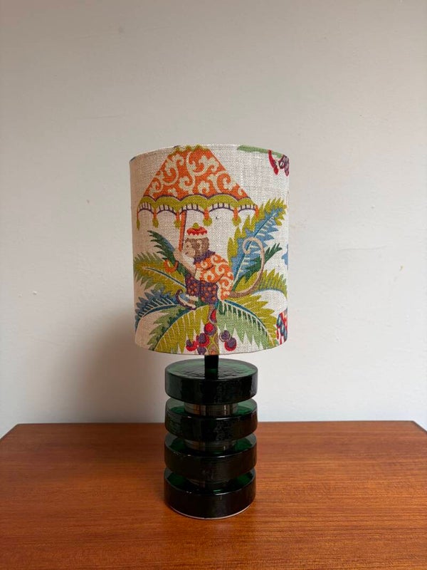 Deense lampvoet groen glas, jaren '70