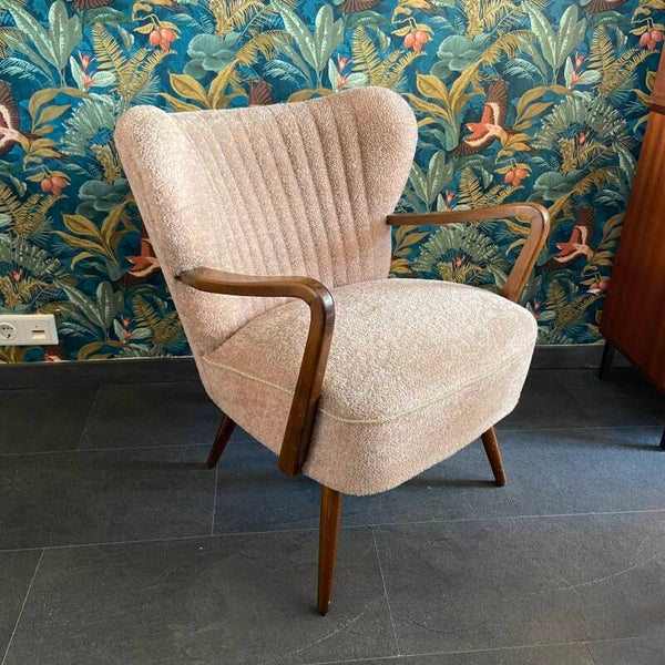 Vintage Cocktail Fauteuil met boucléstof