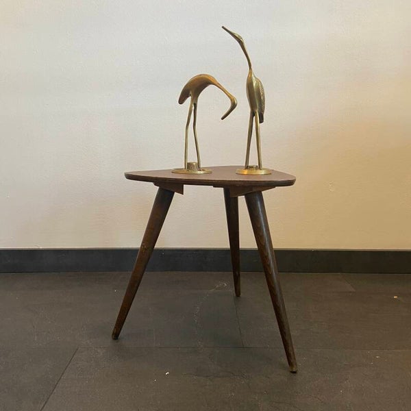 Vintage Duitse bijzettafel/plantentafel met bruin blad