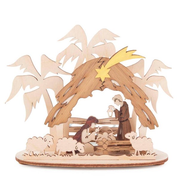 Theelichthouder Kerststal uit het Ertsgebergte