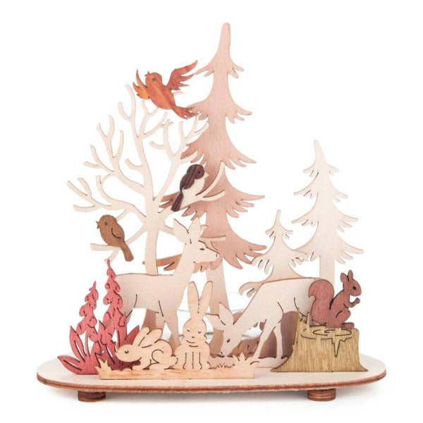 Theelichthouder bos- en weidedieren uit het Ertsgebergte