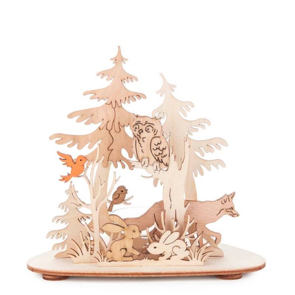 Theelichthouder bosdieren uit het Ertsgebergte