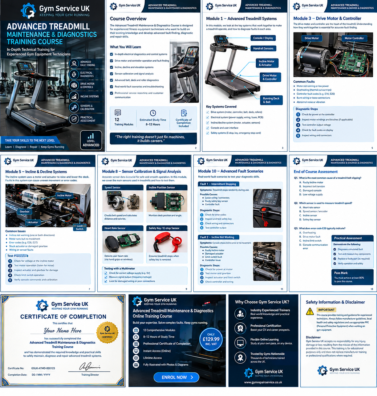 Advanced treadmill maintenance training course 