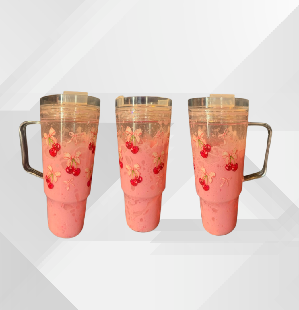 40 oz Pink Cherries with Bow Tumbler