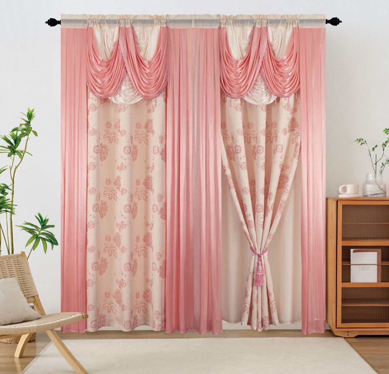 Curtains with swag valances