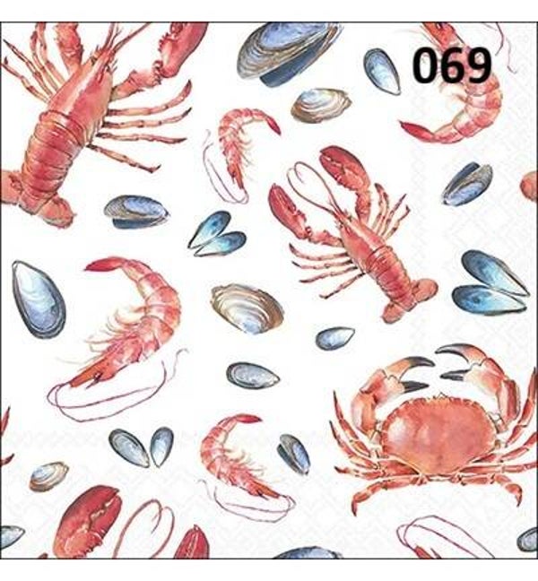 Servetten Sea life white