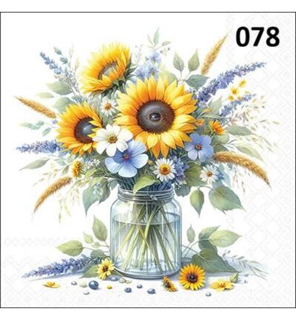 Servetten Sunflowers in jar