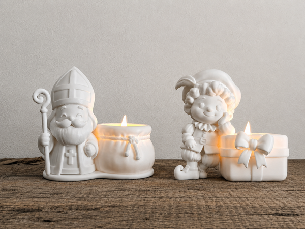 sint en piet waxinelichtjes houder set