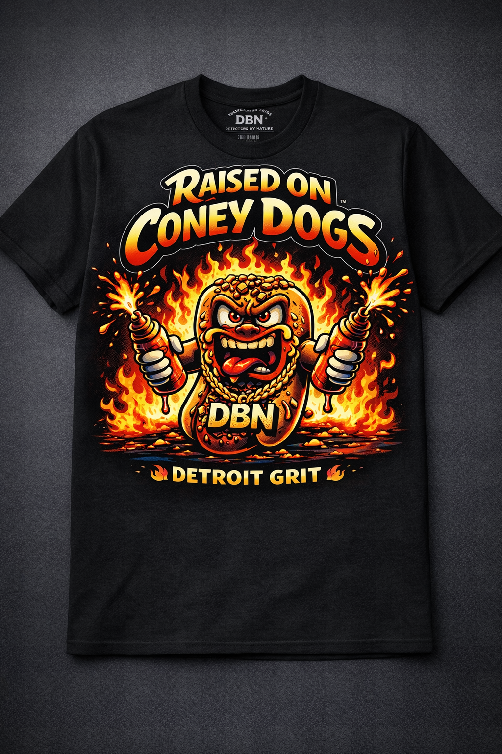 Dbn Raised on Coney Dogs Cartoon Tee