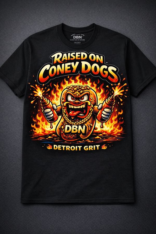Dbn Raised on Coney Dogs Cartoon Tee