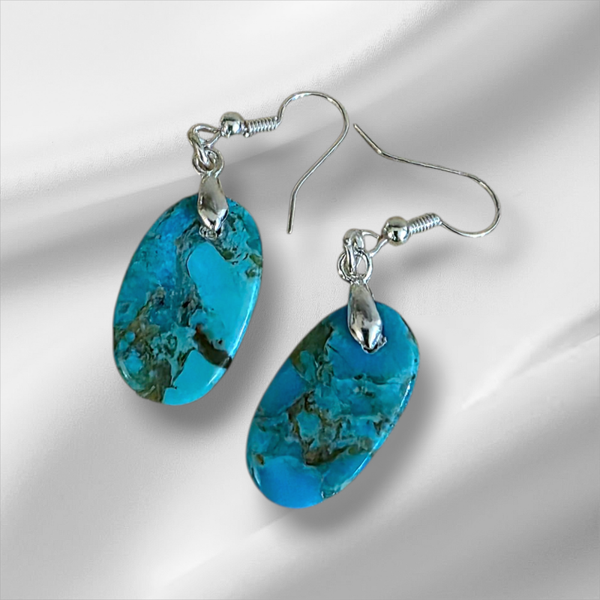 Turquoise Cab oval earrings