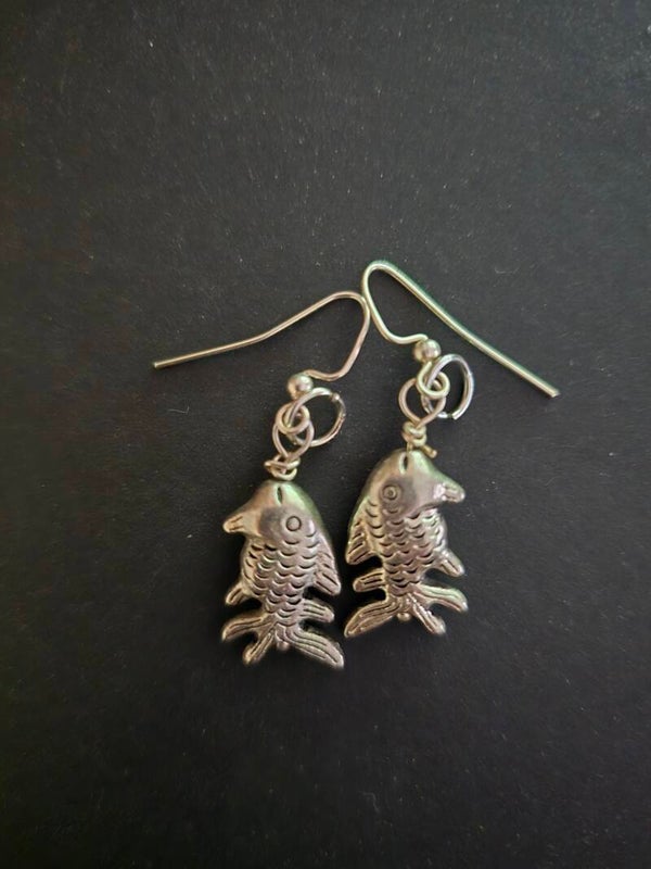 RE-003 Silver Goldfish Earrings