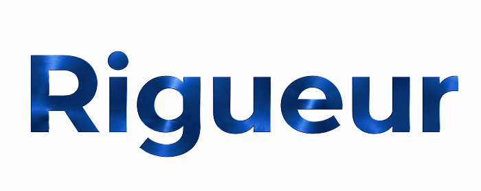 Mot “Rigueur” en design bleu métallique symbolisant la précision, la méthode et le professionnalisme des services d’enquête de Ravensec