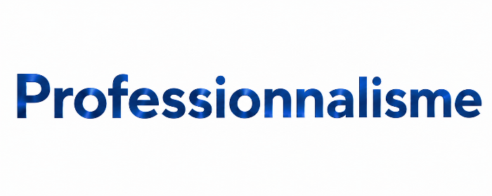 Mot “Professionnalisme” en design bleu métallique symbolisant l’expertise, la fiabilité et les standards élevés de Ravensec en matière d’enquêtes privées