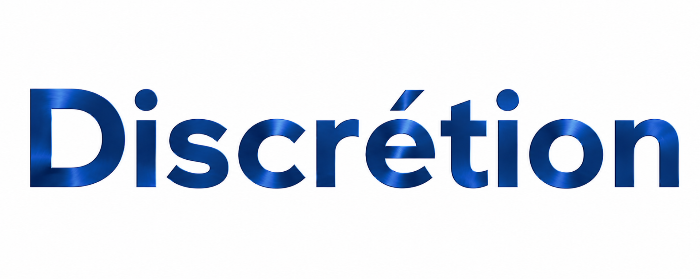 Mot “Discrétion” en design bleu métallique symbolisant la confidentialité, la protection des informations et l’approche discrète de Ravensec dans ses enquêtes privées