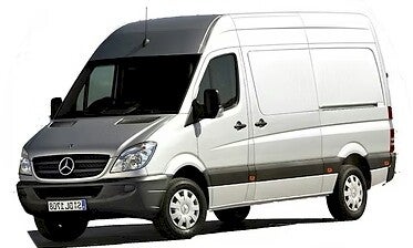mercedes sprinter w906 zilver voorkant en zijkant aanzicht