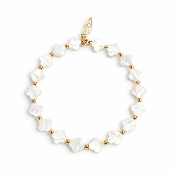 flexbracelet Mother of pearl clovers good luck BFMP3388