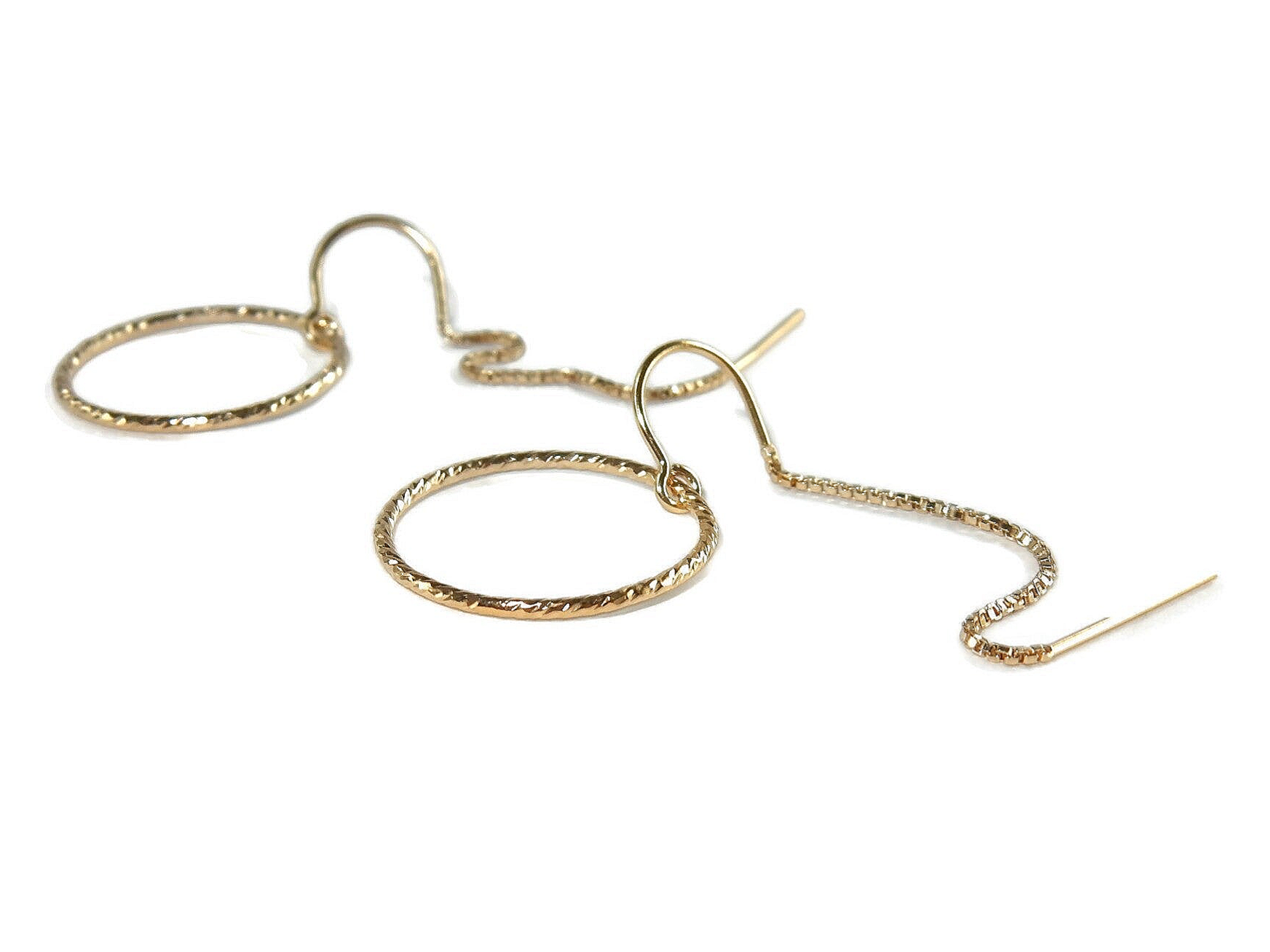 boxchain earrings with sparkling ring ED2193