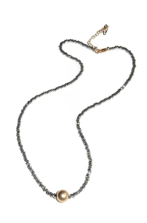 necklace Evident sparkling black hematite with 14K goldfilled 8 mm bead NE3210