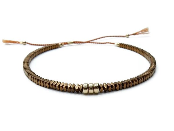 adjustable bracelet 2 mm copper Hematite BAL1587