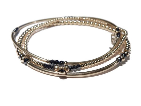 Set of three bracelets in 3 mm with onyx accents BFC1294