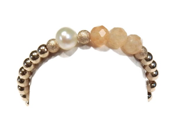 2 mm flexring pearl & carnelian RF1246