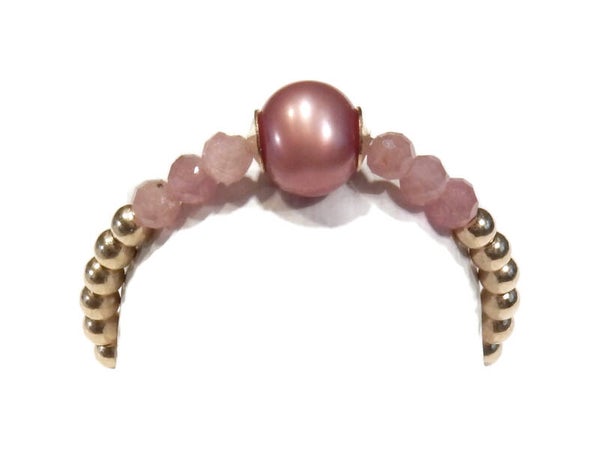 2 mm flexring pearl & tourmaline RF1249