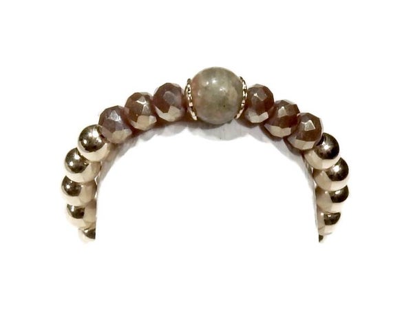 3 mm flexring unakite & crystal RF1268