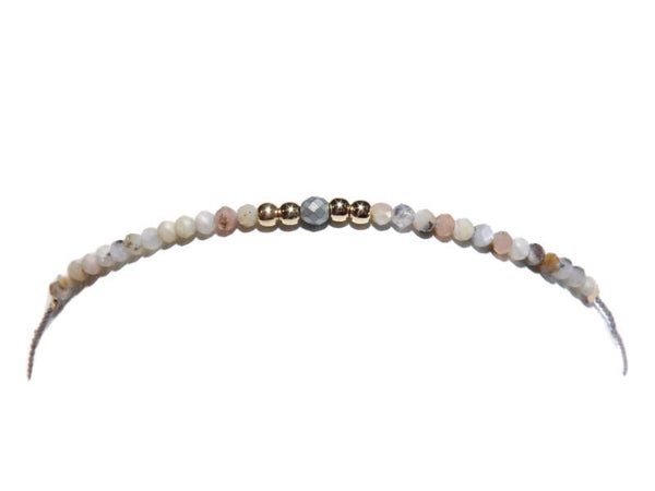 adjustable bracelet opal & hematite BAL1298