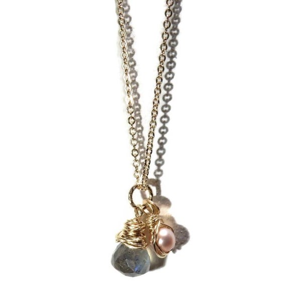 necklace Labradorite & pearl SPN1313