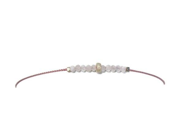 adjustabie bracelet 2 mm faceted rosequartz BASR1383