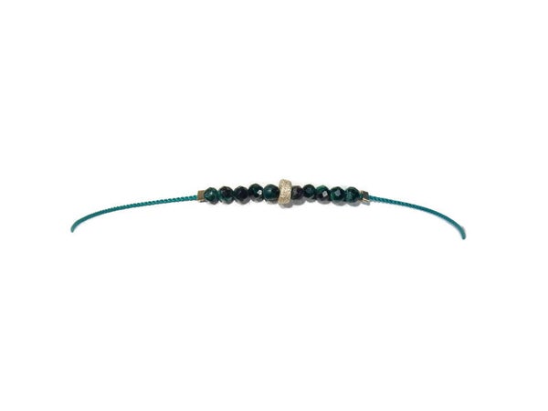 adjustabie bracelet 2 mm faceted malachite BASR1384