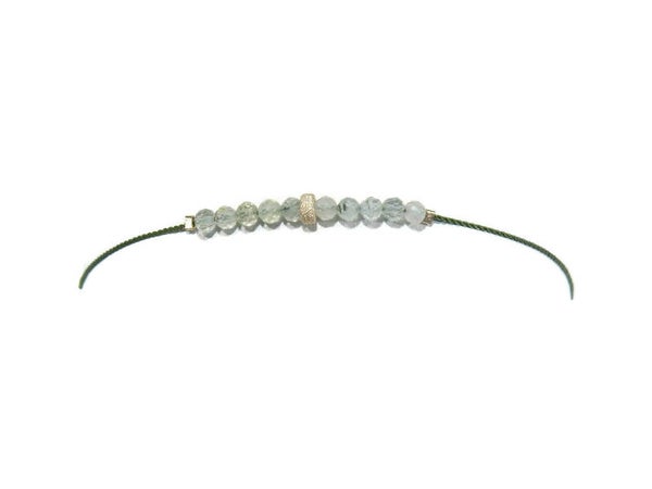 adjustabie bracelet 2 mm faceted green amethist BASR1385