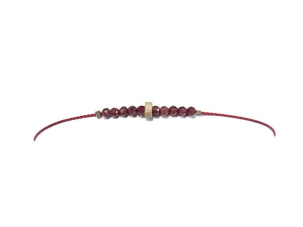 adjustabie bracelet 2 mm faceted garnet BASR1389