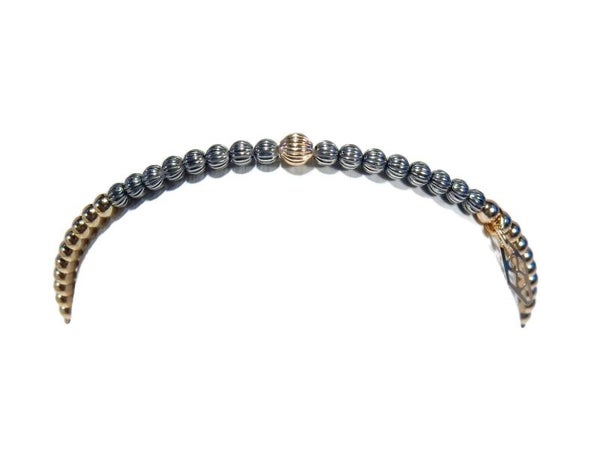 flexbracelet 3 mm with oxidized silver patterned beads BF1428