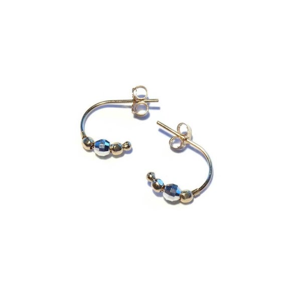 studs Moon sparkling silver & 14K/20 gold SMO1518