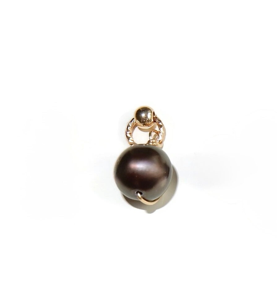 charm chocolatebrown round freshwaterpearl on sparkling ring CHP3089