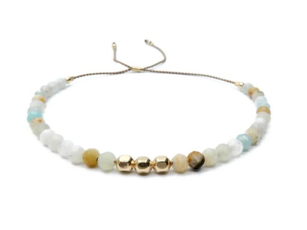 adjustable bracelet Misc 3 mm faceted Amazonite BM1644B