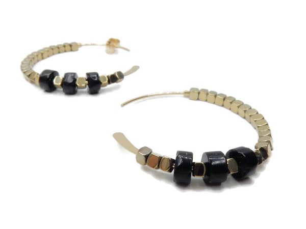 earrings Misc golden Hematite EM1651