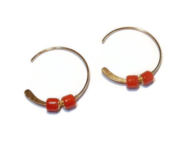 earrings basic 3/4 hoops 18 mm red coral EBS1932