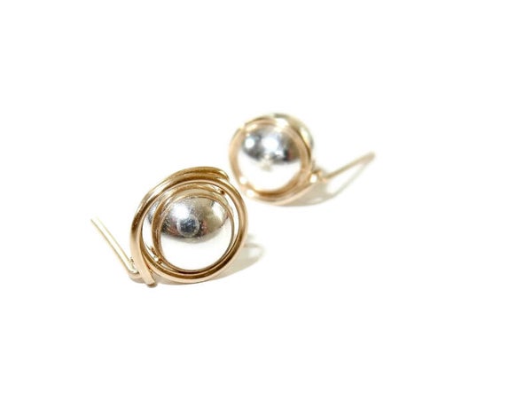 studs wrap shiny silver ECS2025