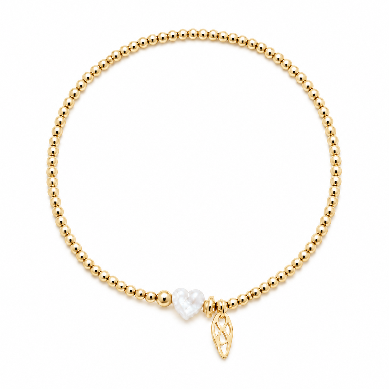 flexbracelet 2 mm Mother of pearl heart BFMP2849