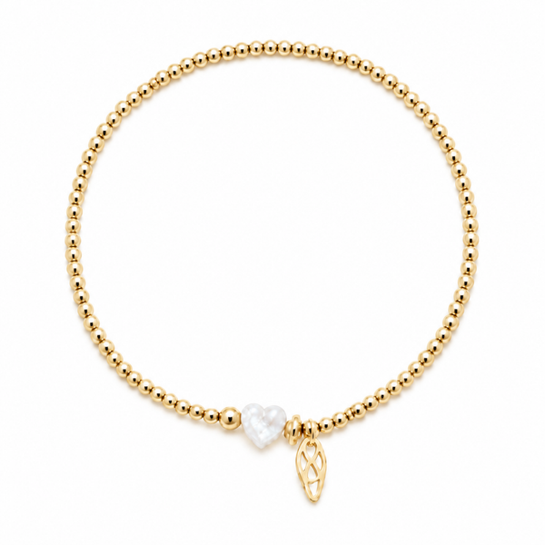 flexbracelet 2 mm Mother of pearl heart BFMP2849