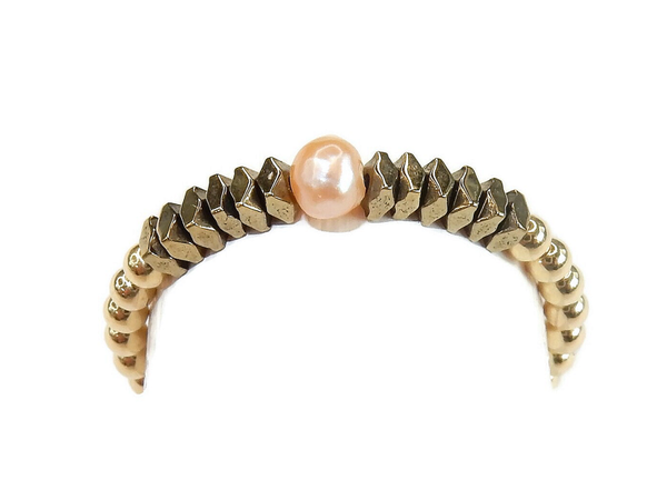 flexring 2 mm peachy pearl & golden hematite RFP1809