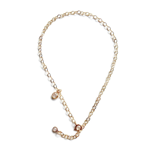anklet in 14K/20 gold & white CZ charms A1842