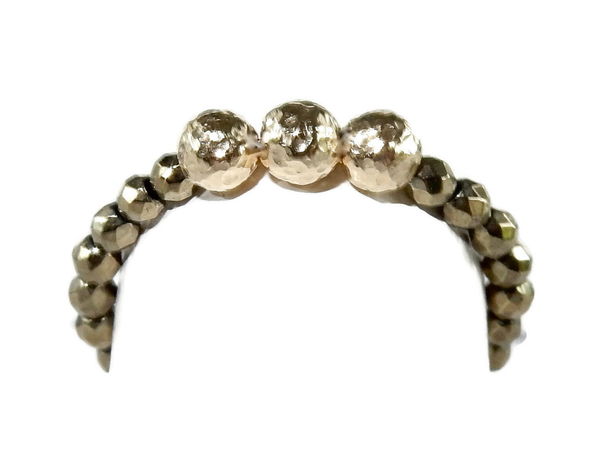 flexring 2 mm hematite with three hammered beads RF2009